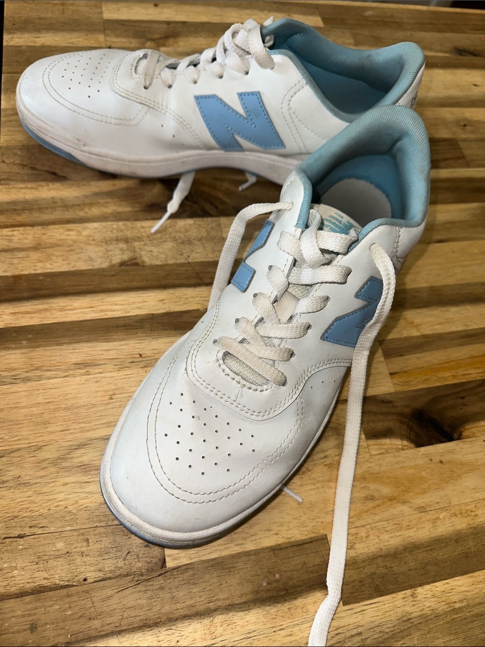 New Balance White Sneakers with Light Blue Accents